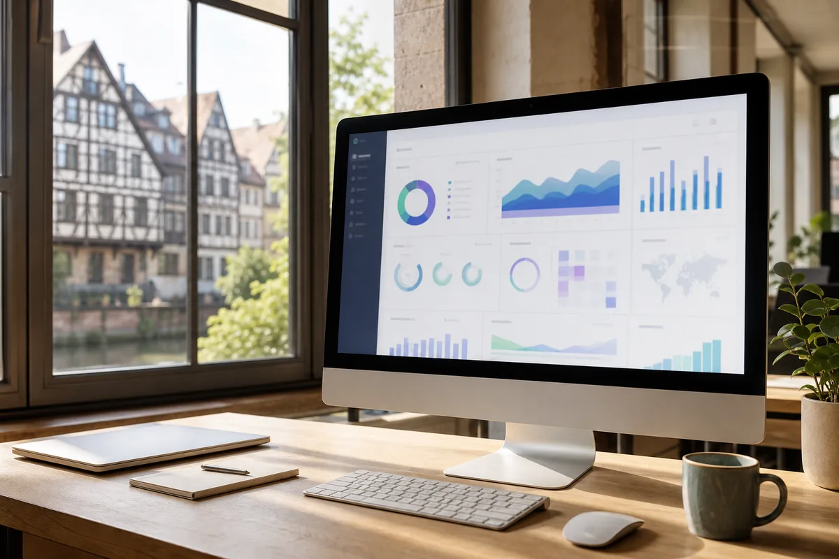 Tableau de bord de mesure d’audience affiché sur un écran de bureau