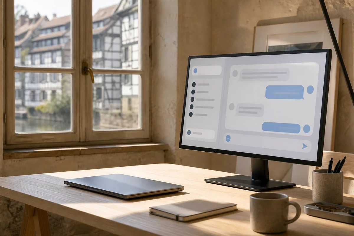 Écran affichant une interface de conversation avec un assistant automatisé